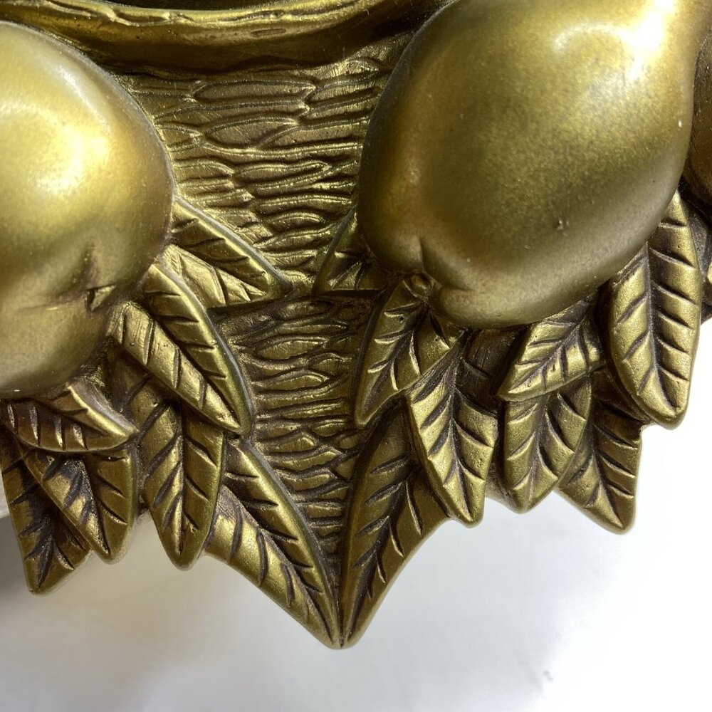 VTG Goldtone Mirror Fruit Design Cast Plaster Baroque Ornate Wall Mirror 10.5x8 - Picture 8 of 11